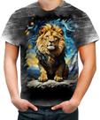 Camiseta Desgaste Leão Noite Estrelada Van Gogh 3