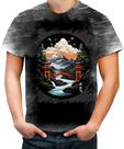 Camiseta Desgaste Paisagem Oriental Portão Torii 12