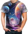 Camiseta Desgaste Planetas Universo Neon Estrelas Galaxias 2 Camiseta Desgaste Planetas Universo Neon Estrelas Galaxias 2
