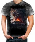 Camiseta Desgaste Vulcão em Erupção Destruição 8