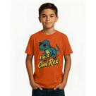 Camiseta Dino Radical Infantil Masculina T-Rex Skatista Algodão Premium Gola Careca