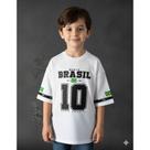 Camiseta do Brasil 10 Adulto e Infantil 100% Algodão Copa do Mundo 2026 Lançamento Unissex