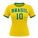 Camiseta Do Brasil Femina Amarela Copa Do Mundo Torcedor