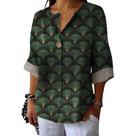 Camiseta Domirica de manga comprida com decote em V com estampa floral para mulheres