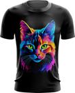 Camiseta Dryfit de Gatinho Colorido Neon Vetor 7