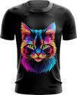 Camiseta Dryfit de Gatinho Colorido Neon Vetor 9