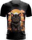 Camiseta Dryfit Gatinho no Pôrdo Sol Sunset 17