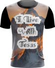 Camiseta Dryfit I live With Jesus Bíblia Gospel 1