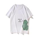 Camiseta Dupla De Dinossauro De Verão Em Algodão De Alta Qualidade Estilo Casual Para Casais Com Camiseta Dupla De Dinossauro De Verão Em Algodão De Alta Qualidade Estilo Casual Para Casais Com
