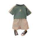 Camiseta e shorts de algodão coreano simples, moda verão bebê menino, 0 a 5 anos