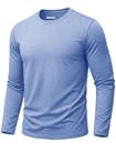 Camiseta EKLENTSON para homens de manga comprida de algodão azul claro 2XL
