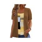 Camiseta Elegante plus Size Com Estampa Geométrica, Design De Patchwork Casual De Verão