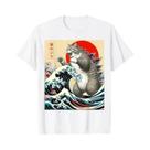Camiseta Engraçada Catzilla Cat Unissex De Algodão Com Gola Redonda Para Mulheres E Homens, Arte