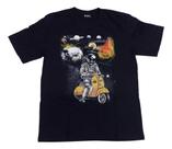 Camiseta Espaço Astronauta Lambreta Motoca Blusa Preta Hcd648 BM