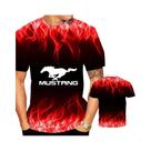Camiseta Esportiva De Manga Curta Confortável E Respirável Com Design 3D Mustang Art
