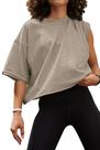 Camiseta Esportiva Feminina HUGOOME Cropped Oversized Cinza M Camiseta Esportiva Feminina HUGOOME Cropped Oversized Cinza M
