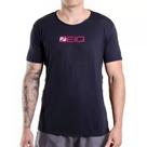 Camiseta Esportiva Slim Zeiq Preta Logo Rosa e Branco