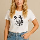 Camiseta Estampa Virgem Maria Católica Maria Santíssima Fé Cristã Blusa Unissex Algodão Look de Fé