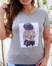 Camiseta estampada Feminina - Cinza