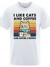 Camiseta Estampada Frente I Like Cats and Coffee Maybe 3 People