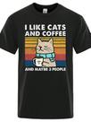 Camiseta Estampada Frente I Like Cats and Coffee Maybe 3 People