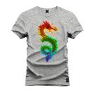 Camiseta Estampada Tamanho Grande Plus Size Dragon Neon