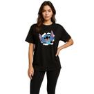Camiseta Estilo Oversize Feminina Stitch Preta 100% Algodão