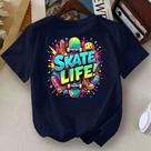 Camiseta Estilosa Menino Manga Curta Oversized Juvenil 4 ao 16 Skate Life