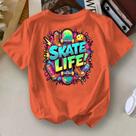 Camiseta Estilosa Menino Manga Curta Oversized Juvenil 4 ao 16 Skate Life