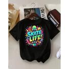 Camiseta Estilosa Menino Manga Curta Oversized Juvenil 4 ao 16 Skate Life
