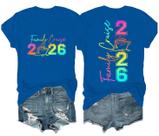Camiseta Family Cruise 2026 com decote em V, combinando para mulheres e homens