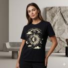 Camiseta Feminina 100% Algodão Premium Estampa Sol & Lua T-Shirt Macia Casual