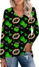 Camiseta feminina Aceshion de manga comprida Holiday Irish Patty's