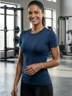 Camiseta Feminina Ajuste Justo Cor Sólida Minimalista Academia ou Casual Segunda Pele Manga Curta