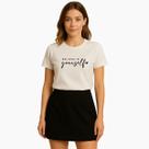 Camiseta Feminina Algodão, Believe, Manga Curta, Gola Redonda, Reforço de Ombro e Gola, Toque Macio, Confortável, Estilo Casual