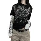 Camiseta feminina Amiblvowa Y2K Fairy Grunge com estampa de manga comprida Camiseta feminina Amiblvowa Y2K Fairy Grunge com estampa de manga comprida