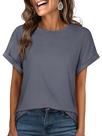 Camiseta feminina ANRABESS de tamanho grande, cinza de verão, tamanho GG