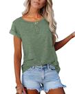 Camiseta feminina APOFER casual de manga curta verde militar