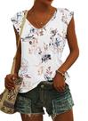 Camiseta feminina AUSELILY, manga curta, casual, solta, decote em V