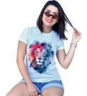Camiseta Feminina Baby Look Evangélica Leão de Judá Colorido