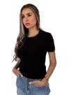 Camiseta Feminina Baby Look Preta Básica Lisa Cotton Premium
