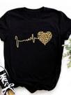 Camiseta Feminina Básica Estampa Onça Algodão Moderna Tendência Camiseta Feminina Básica Estampa Onça Algodão Moderna Tendência
