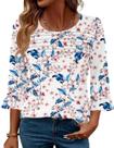 Camiseta feminina Blingfit Boho de manga 3/4 com estampa floral 2025