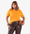 Camiseta Feminina Bordado Plus Size Secret Glam Amarelo