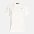 Camiseta Feminina Branca De Algodão Com Manga Curta Casual Bordada Moda