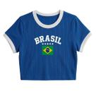 Camiseta Feminina Brasil Estampada Ribana Bandeira Cropped Copa