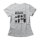 Camiseta Feminina Camera Weapons Camiseta Feminina Camera Weapons