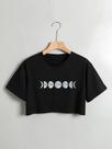 Camiseta Feminina Casual com Estampa de Lua - Manga Curta - Primavera/Verão