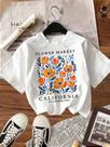 Camiseta Feminina Casual de Algodão - Estampa Floral Amarela - Manga Curta Camiseta Feminina Casual de Algodão - Estampa Floral Amarela - Manga Curta