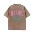 Camiseta Feminina Casual de Algodão - Gola Redonda - Estampa Malibu Beach